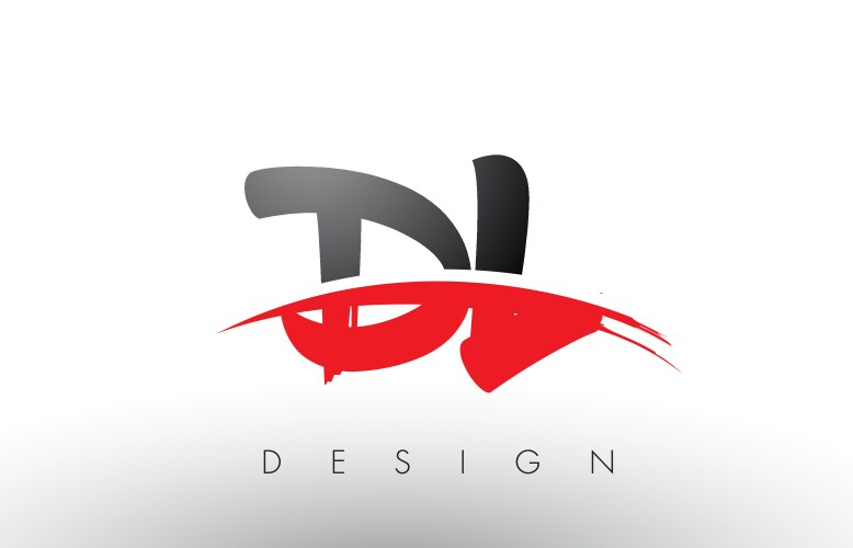 dl d l brush logo letters with red and black vector image