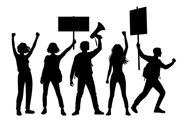 Protest Silhouettes Vector Image