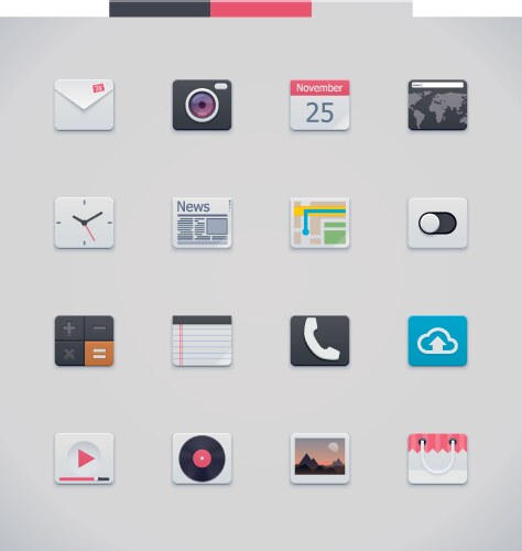 Square UI Icons - Generic Applications vector image