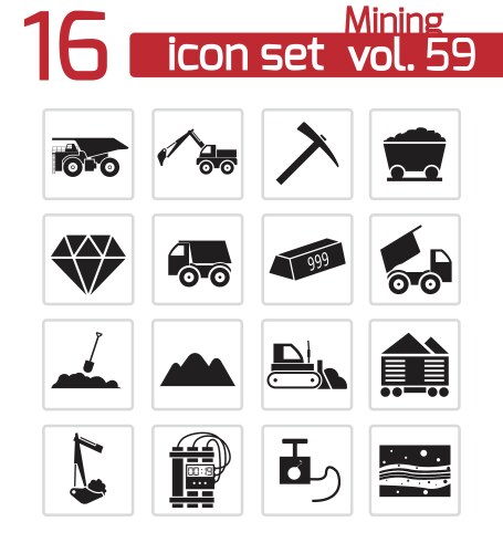 Miner helmet pickaxe and mining equipment icons Vector Image