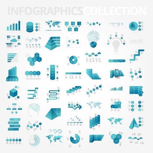 Data &amp; Chart Icons Collection Vector Image