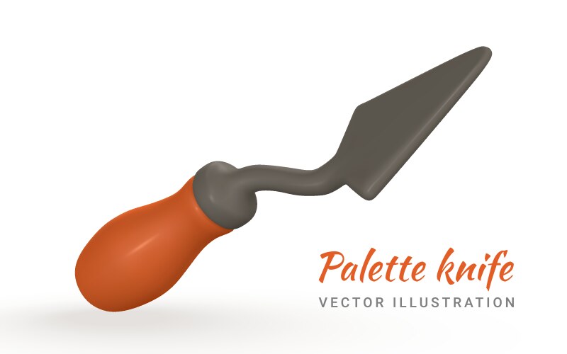 3d realistic palette knife in cartoon style vector