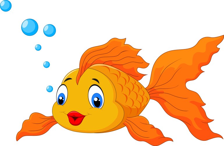 Happy goldfish with bubbles vector image