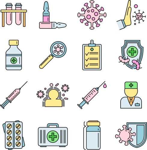 Medical immunization icons set color Vector Image