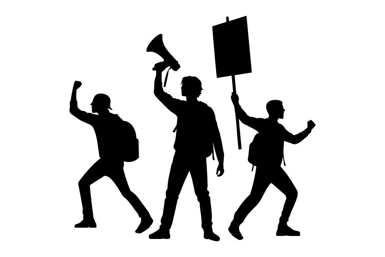 Protest Silhouette Group Vector Image