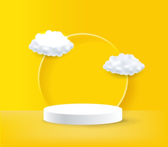 Realistic pedestal podium with white cloud flying vector image