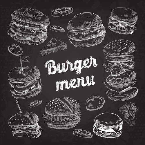Blackboard Burger Menu Vector Image
