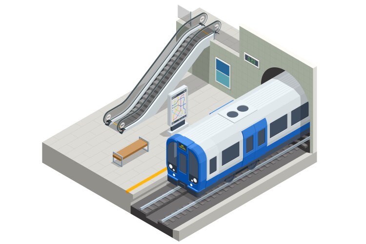 Isometric subway station platform high speed vector image