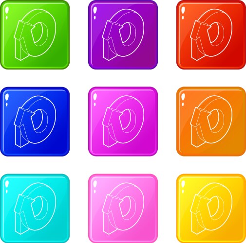 Rotation loop icons set 9 color collection vector image