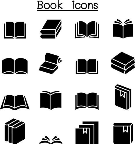 Book icon set simplicity theme Royalty Free Vector Image