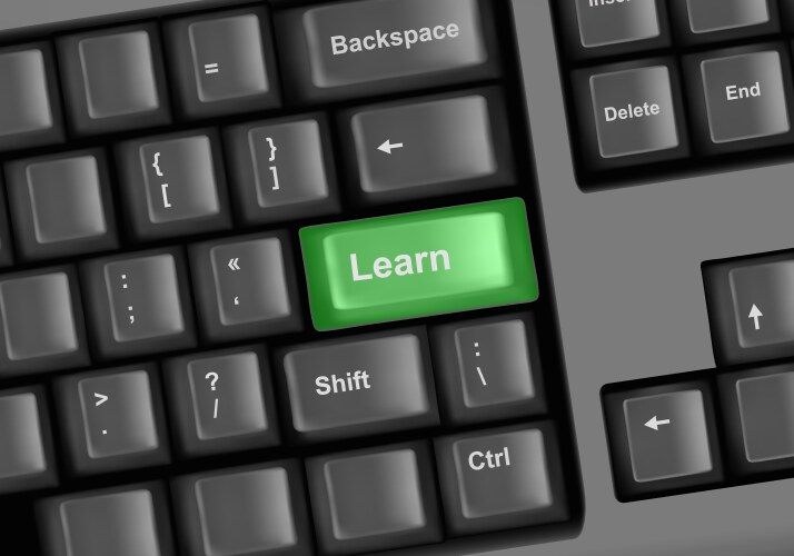 Keyboard with Green Learn Button vector image