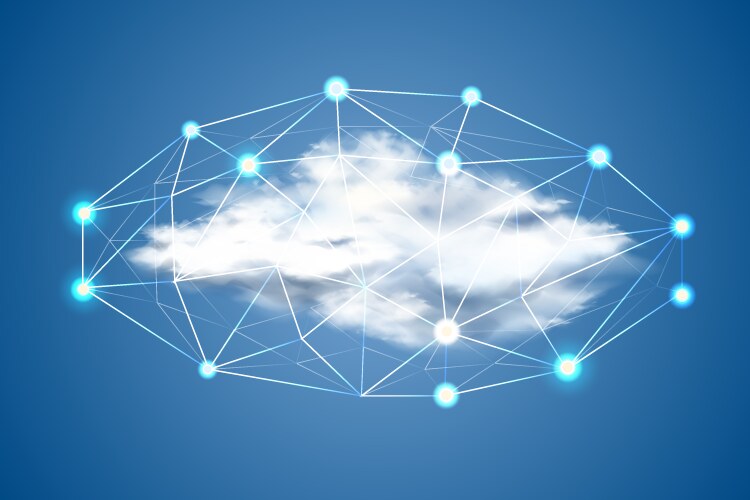 Cloud computing with dots big data vector image