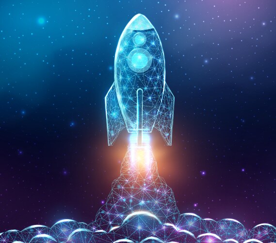 Rocket launch wireframe polygonal style internet Vector Image