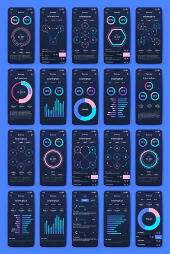 Different ui ux gui screens and flat web icons vector image