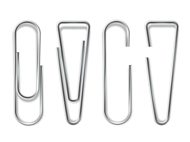 Realistic metal paper clips set Royalty Free Vector Image