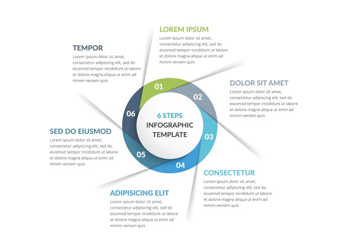 Circle diagram with six elements Royalty Free Vector Image