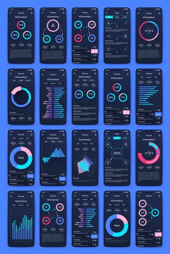 Different ui ux gui screens and flat web icons vector image