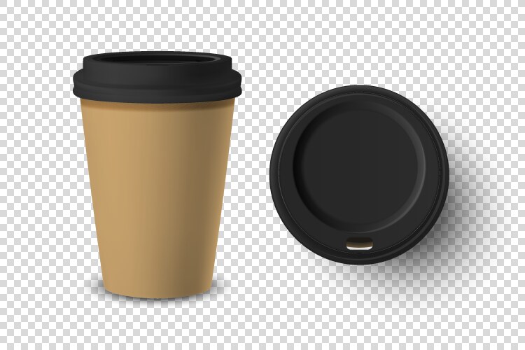 Paper coffee cups set realistic 3d style Vector Image