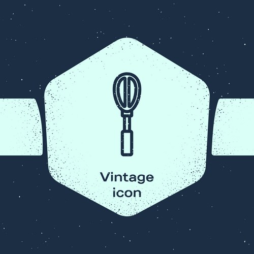 Grunge line kitchen whisk icon isolated on blue Vector Image