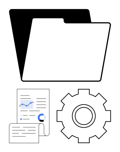 File folder analytics document and gear for data vector image