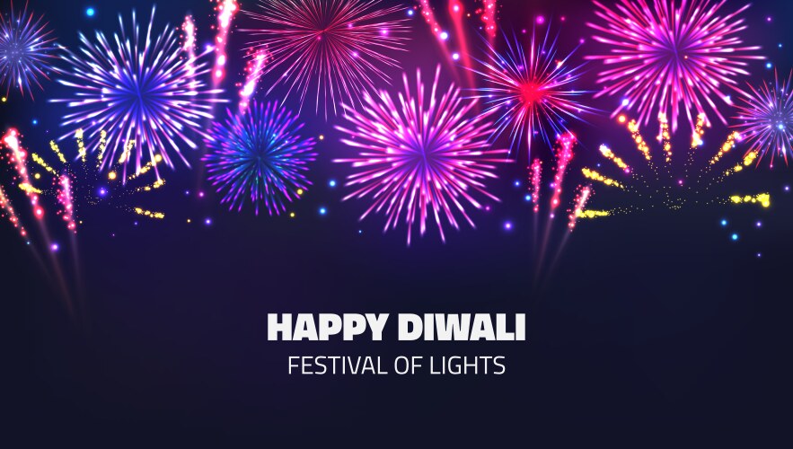 fireworks background happy diwali festive vector