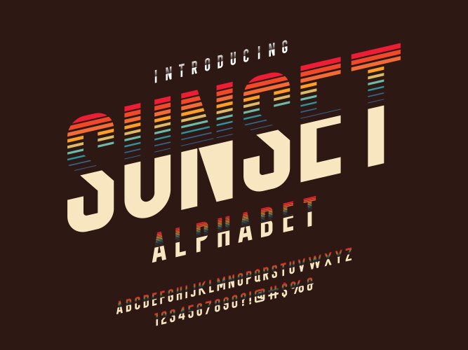 Colorful retro font 80s style alphabet letters Vector Image