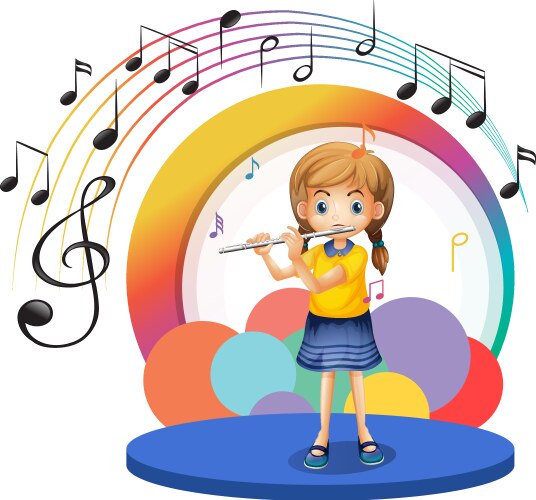 Girl Playing Flute Cartoon Vector Image