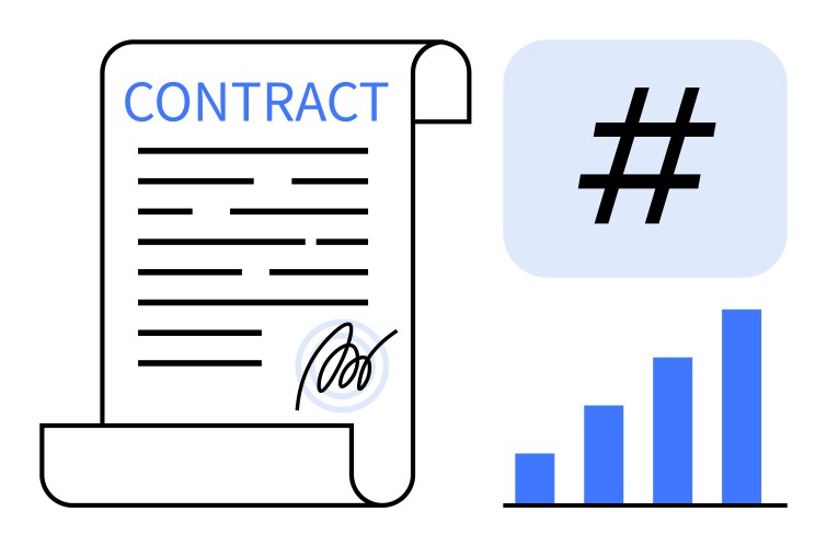 Contract documentation with analytics bar graph vector image