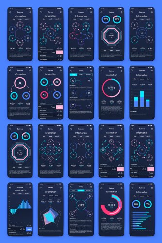 Different ui ux gui screens and flat web icons vector image