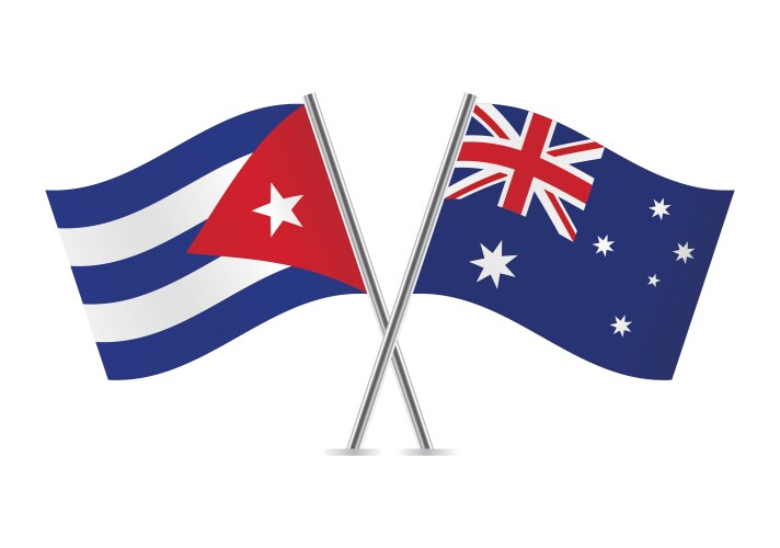 Cuba and australia crossed flags vector image