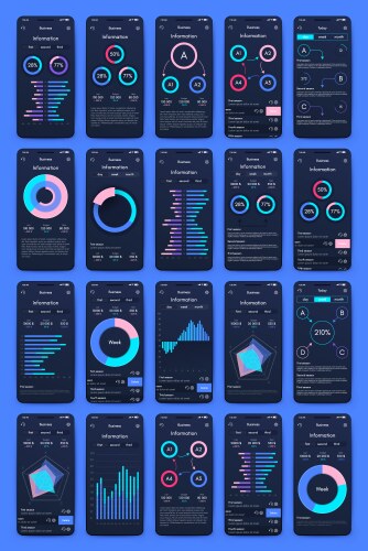 Different ui ux gui screens and flat web icons vector image
