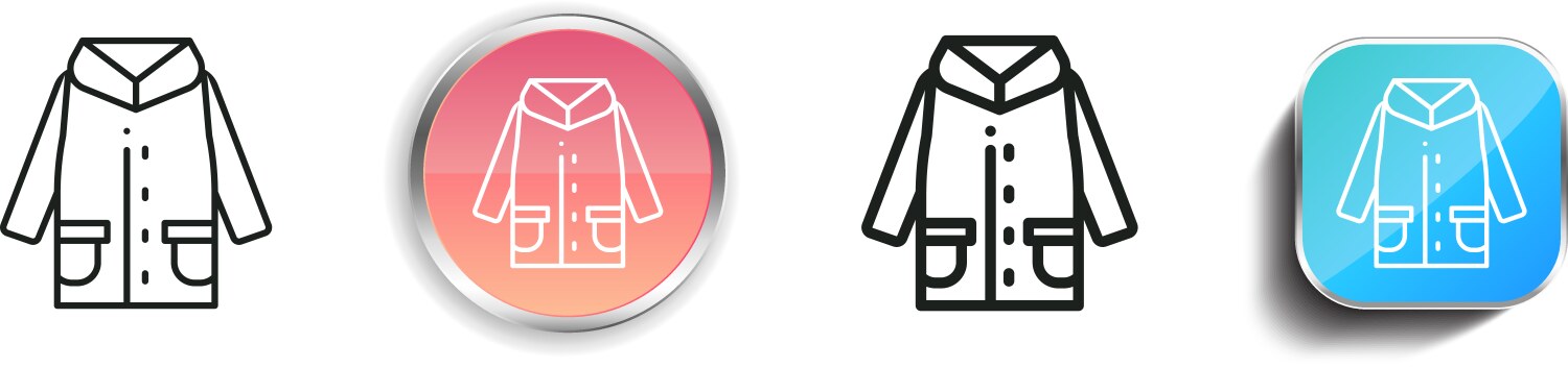 Jacket icon thin linear regular and button style vector image