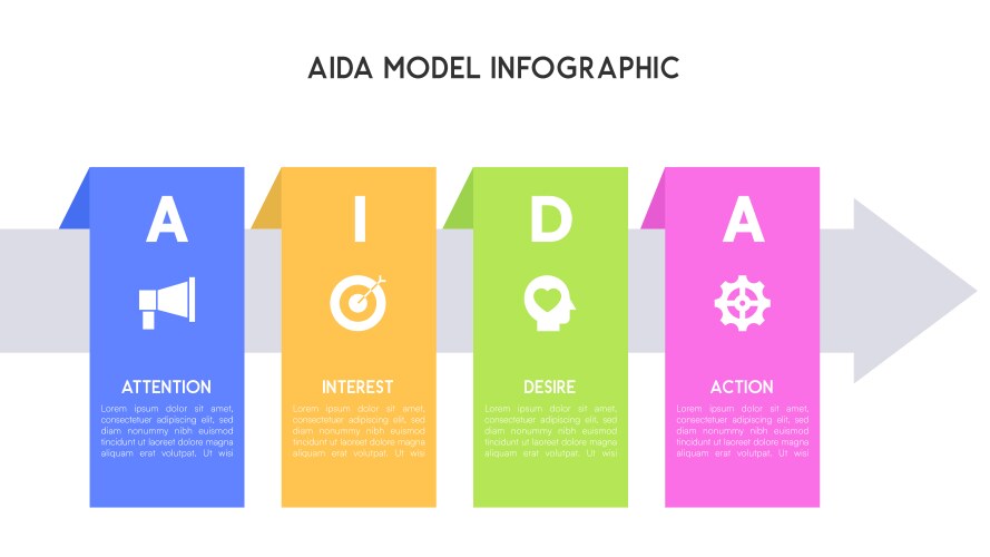 Segmented aida model infographic with block vector image
