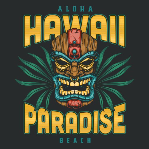 Tropical Tiki Badge - Aloha Hawaii Vector Image