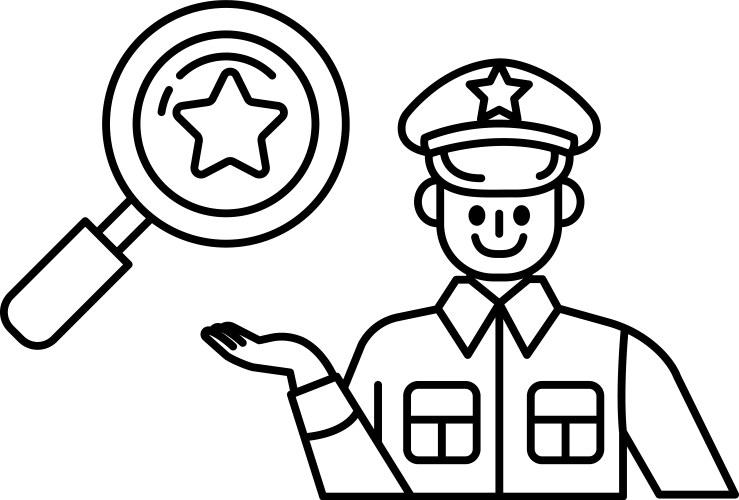 A man is holding magnifying glass and smiling Vector Image