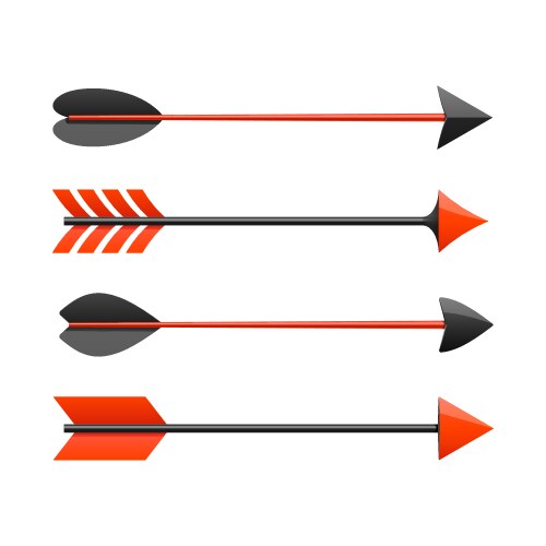 Black bow arrow icons set Royalty Free Vector Image