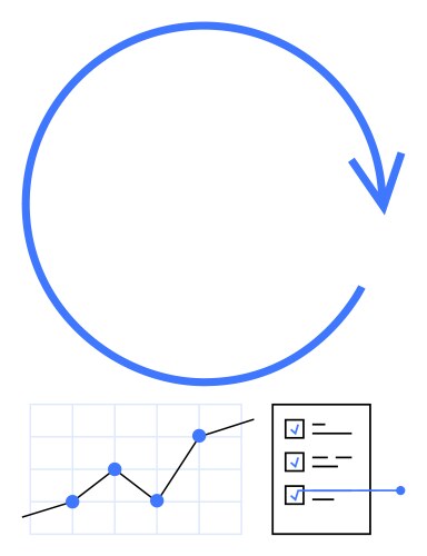 Circular progress flow with checklist and data vector image