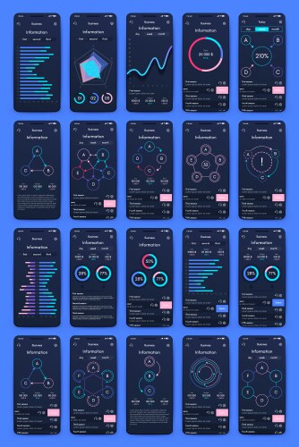 Different ui ux gui screens and flat web icons vector image