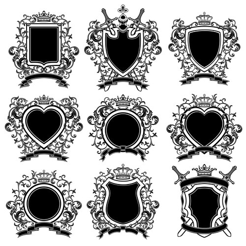Heraldic Arms and Shields Set Vector Image