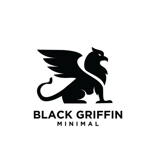 Premium black minimal griffin mythical creature Vector Image