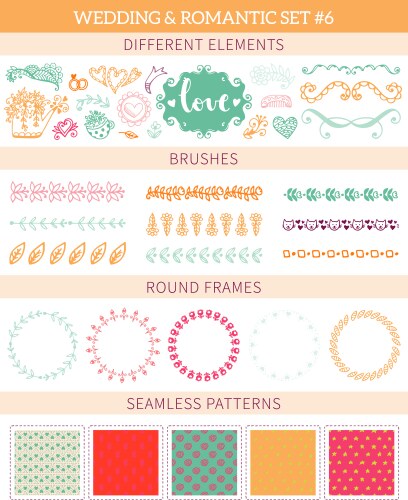 Wedding vintage elements big collection Royalty Free Vector