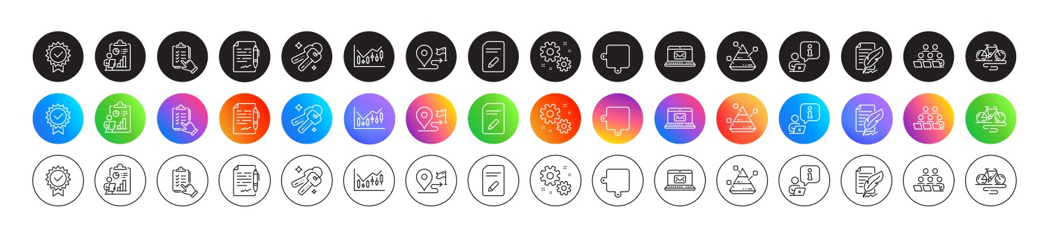 Journey interview and e-mail line icons for web vector image