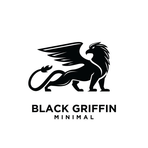 Premium black minimal griffin mythical creature Vector Image
