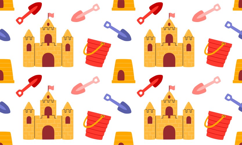 Summer Sandcastle Pattern Vector Image