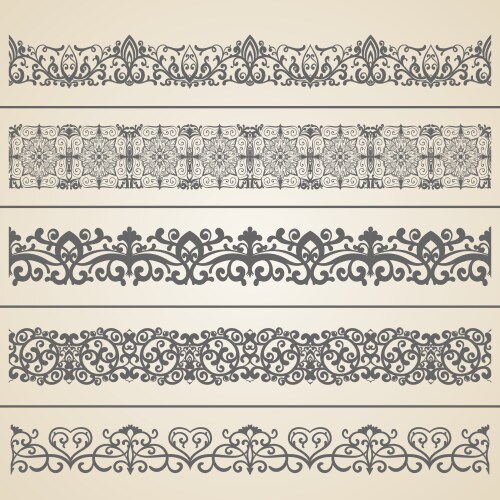 Decorative seamless ornamental borders set Vector Image