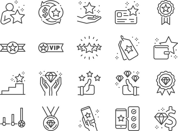 royalty program line icon set vector image