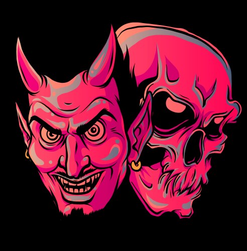 Devil and skull head design Vector Image