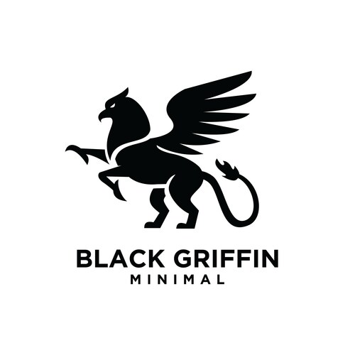 Premium black minimal griffin mythical creature Vector Image