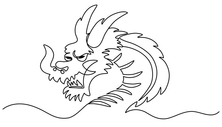 Line Dragon Head Vector Image