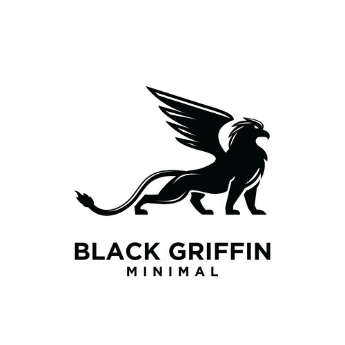 Premium black minimal griffin mythical creature Vector Image
